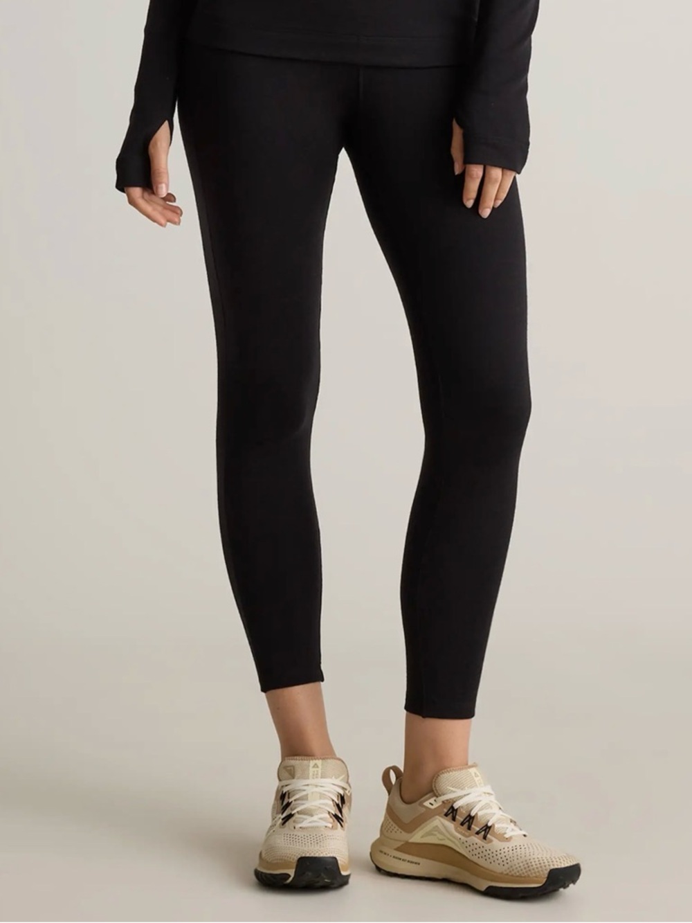 Quince Merino Wool Base Layer Leggings in black Size Large 467